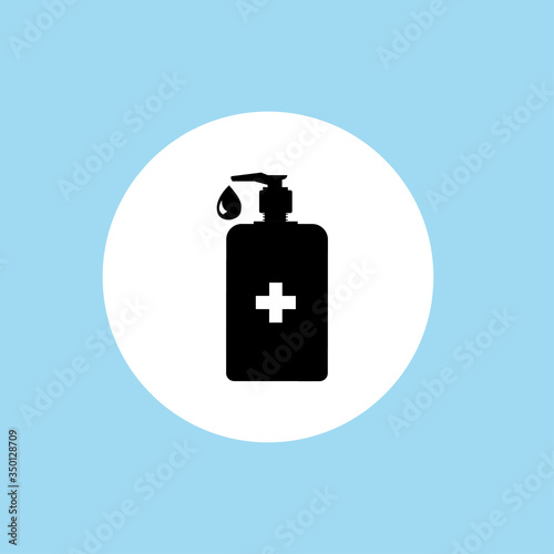 Hand sanitizer pump bottle, washing gel, alcohol gel. Hand wash vector. Hand wash gel character design. Hand wash gel and Bacteria vector.