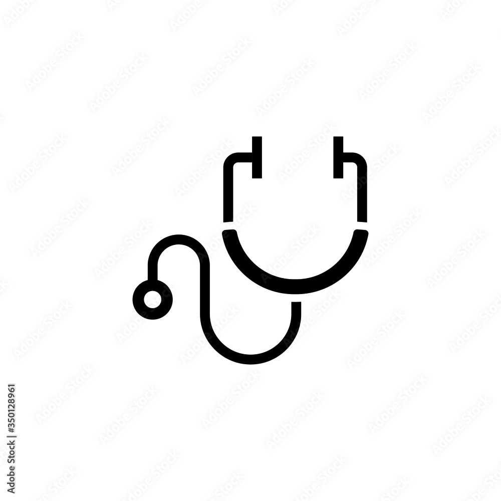 Stethoscope medical heart beats control tool icon vector in black flat shape design isolated on white background, Vector icon eps 10 Stethoscope medical heart beats control tool icon vector in black flat shape design isolated on white background, Vector icon eps 10