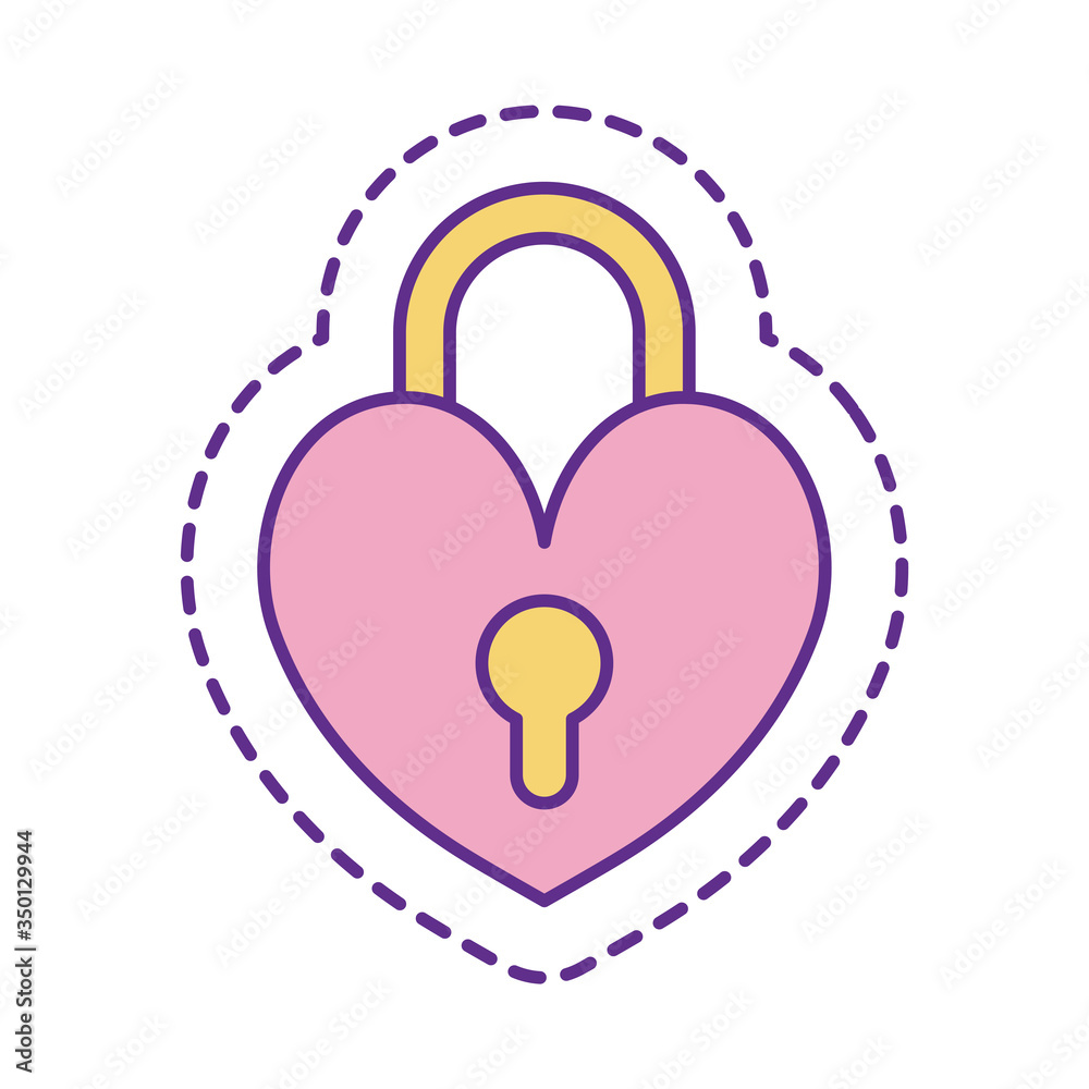 Cute heart padlock patch line and fill style icon vector design Cute heart padlock patch line and fill style icon vector design