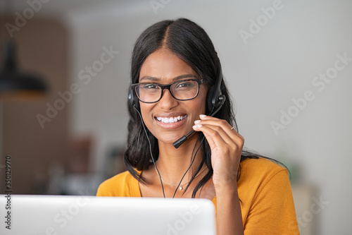 Indian woman customer care representative photo