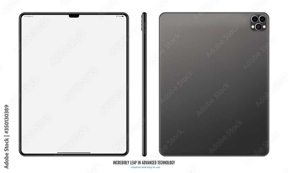 tablet grey color with blank touch screen saver isolated on white background. realistic and detailed device mockup. stock vector illustration tablet grey color with blank touch screen saver isolated on white background. realistic and detailed device mockup. stock vector illustration