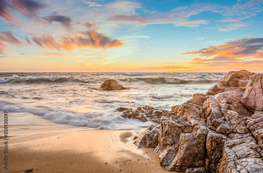 Sunset in Bodega Beach, Sonoma County, California. One of the famous beach of North California. Very exiciting and wonderful beach to enjoy with friends and family and you can enjoy amzing sunset too.