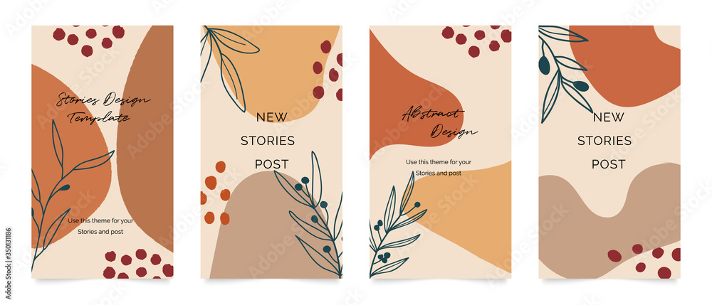Instagram post template. Design backgrounds for social media stories, Photo frame template and sale  banner. Memphis design cover. Abstract shape with  earth tone color. Vector  illustration