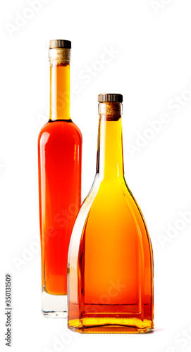 bottle of whiskey, brandy, on a white highlighted background