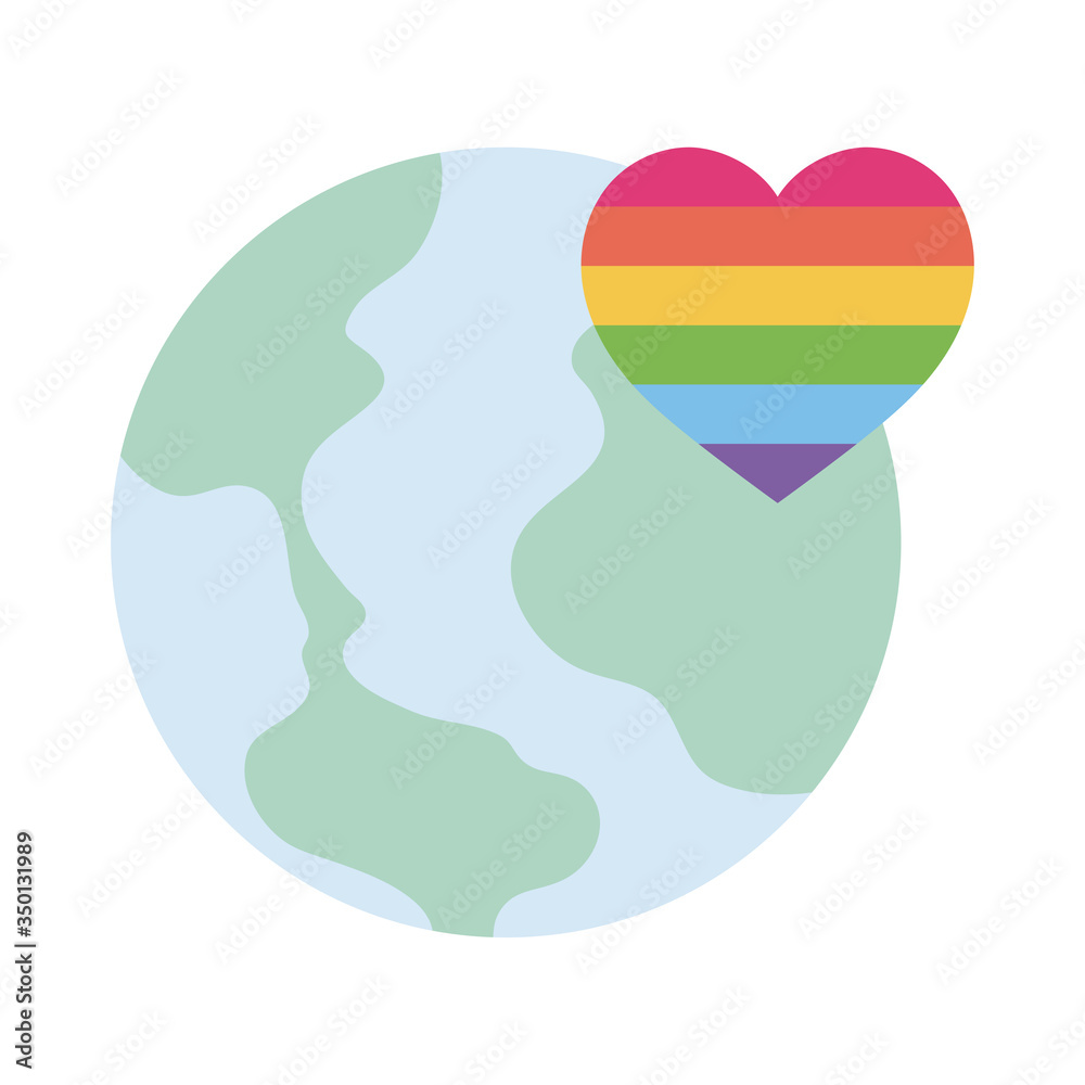 lgtbi heart and world flat style icon vector design