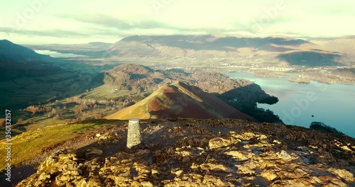 Lake District, England- Aerial view of Catbells, a popular hiking fell in the Keswick area next to Derwent Water photo