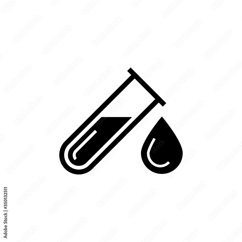 Blood test vector icon in black flat design icon, isolated on white background Blood test vector icon in black flat design icon, isolated on white background