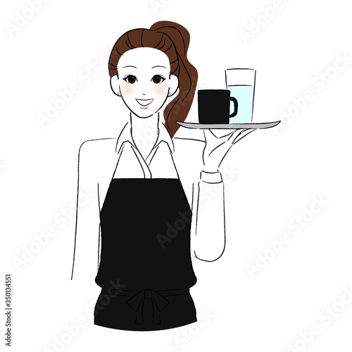 飲み物を運ぶ女性店員
