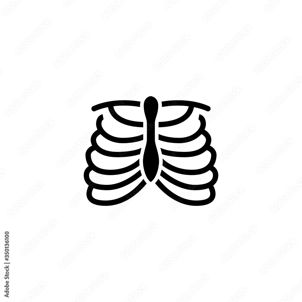 Sternum vector icon in black flat shape design isolated on white background Sternum vector icon in black flat shape design isolated on white background