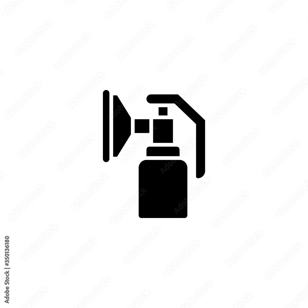 Breast pump icon vector in black flat shape design isolated on white background Breast pump icon vector in black flat shape design isolated on white background