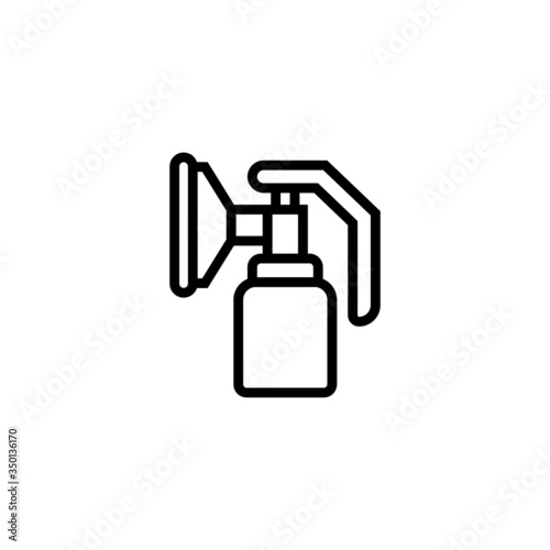 Breast pump icon vector in linear, outline style isolated on white background