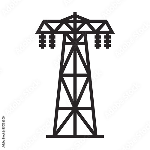Electric poles vector icon.Black vector icon isolated on white background electric poles.