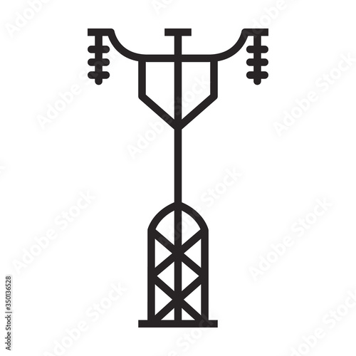 Electric poles vector icon.Black vector icon isolated on white background electric poles.
