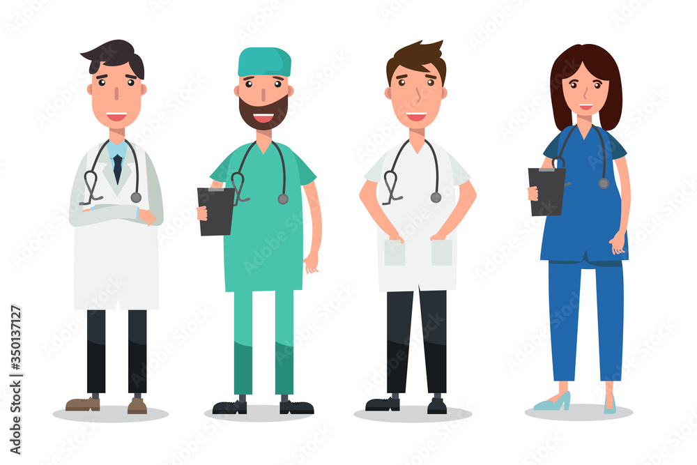 Set of doctors characters. Medical team vector illustration Set of doctors characters. Medical team vector illustration