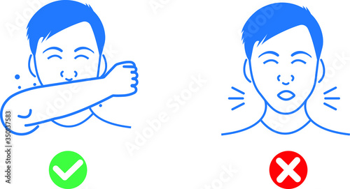 Personal hygiene icon. Covering mouth with hand while sneezing icon vector illustration