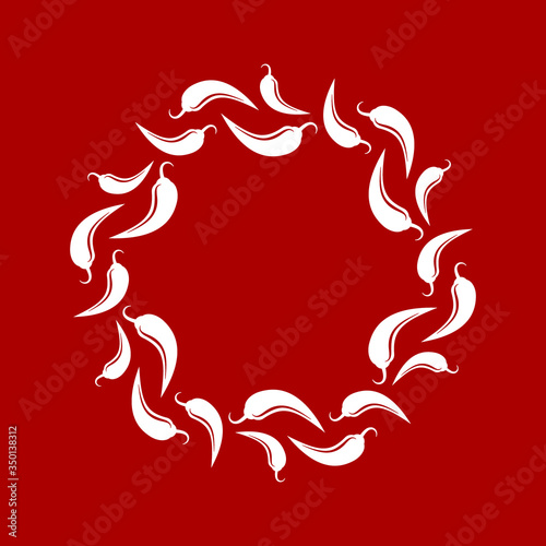 round frame made of Red hot Chili peppers or cayenne, or jalapeno.