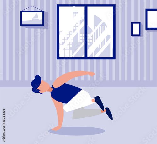 man out doing exercises at home