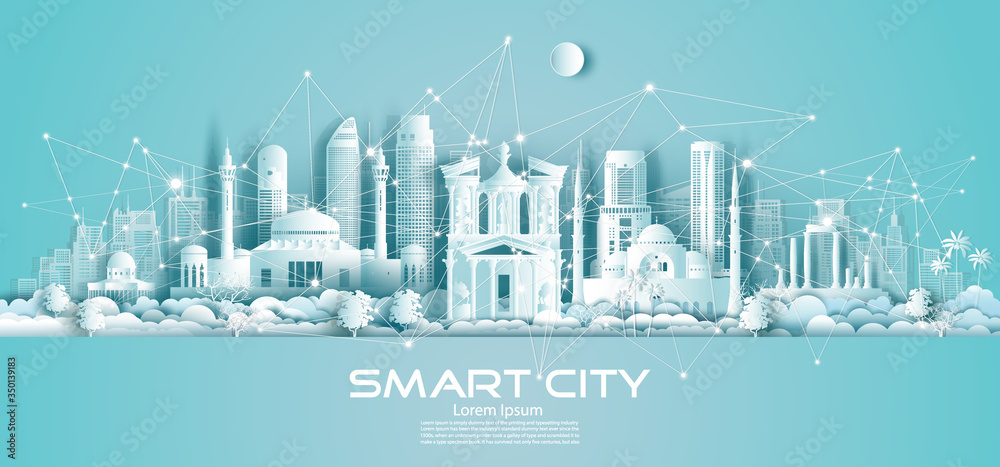 Technology wireless network communication smart city with architecture in Jordan.