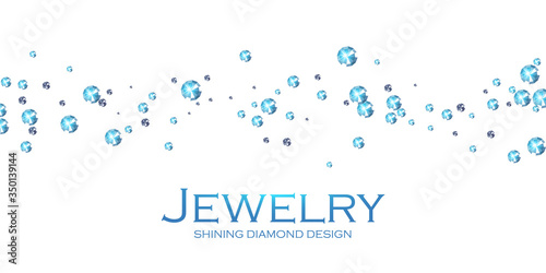 Falling diamonds. Gems. Shining jewelry background. Treasure design.