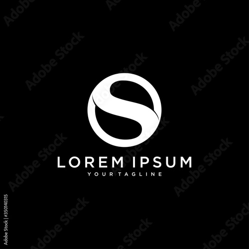 Initial letter O S OS SO minimalist art monogram shape logo, white color on black background