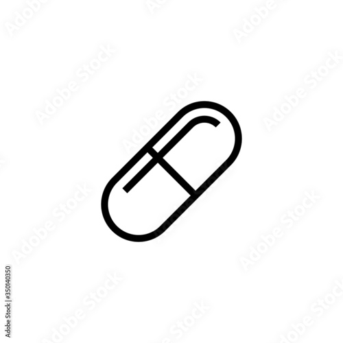 Pill vector icon in linear  outline style isolated on white background