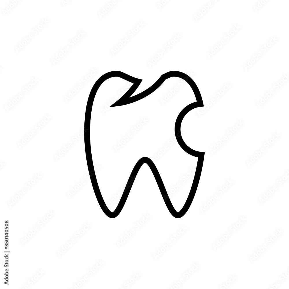 Caries vector icon in linear, outline style isolated on white background Caries vector icon in linear, outline style isolated on white background