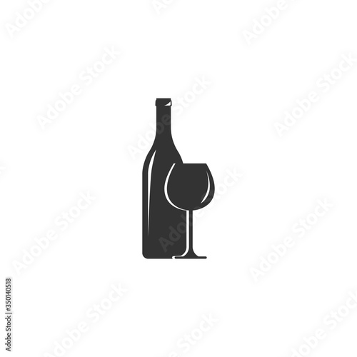 glass with wine bottle icon. Flat icon isolated on white background.