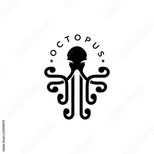 Octopus Logo, Simple Octopus Vector Logo Design, Isolated on White Background. Vector illustration