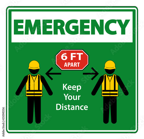Emergency Social Distancing Construction Sign Isolate On White Background,Vector Illustration EPS.10