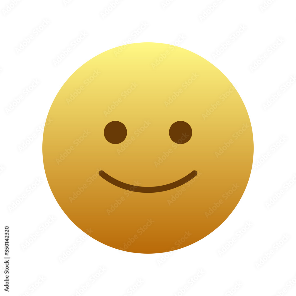 Fototapeta premium Slightly Smiling face emoji isolated on white background. Smiley face emoticon symbol modern, simple, vector, icon for website design, mobile app, ui. Vector Illustration