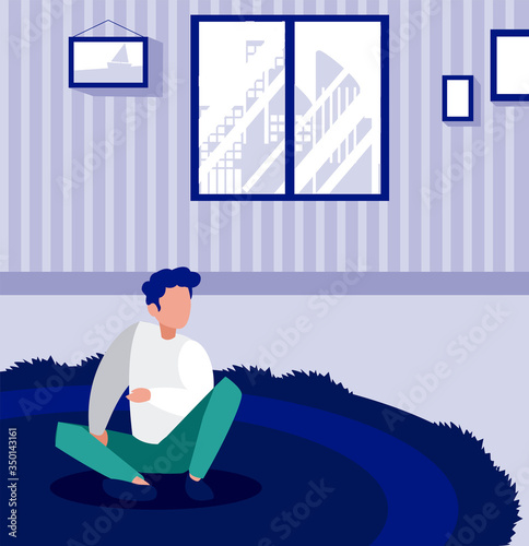 man in the living room, stay at home