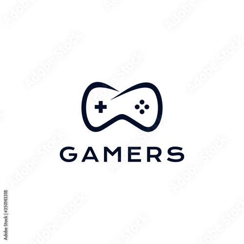Joystick game logo design template vector