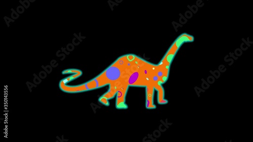 Apotozavr icon. Color animation on black background