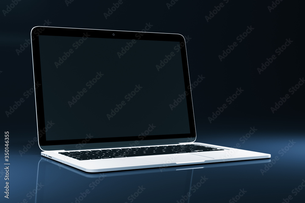 Empty black laptop screen on gray background. Empty black laptop screen on gray background.