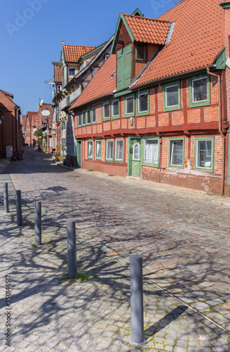 Old cobblestoned street in the historic center of Lauenburg, Germany © venemama
