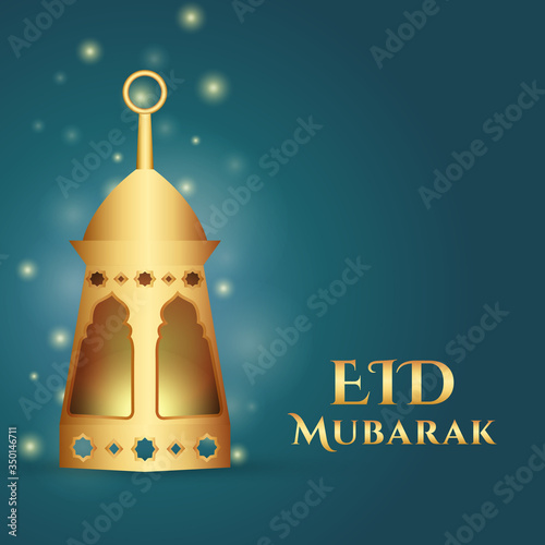 Eid Mubarak Religious Islamic Background With Realistic Lantern