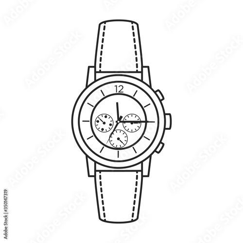 Watch wrist vector icon.Outline vector icon isolated on white background watch wrist.