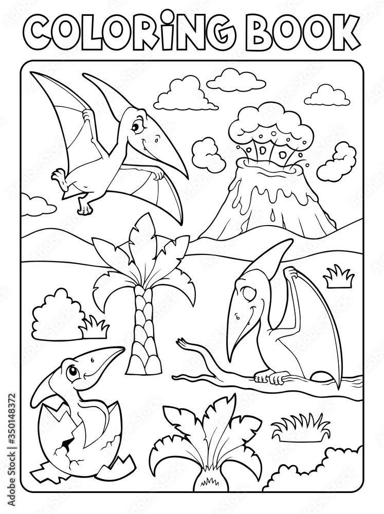 Coloring book pterodactyls theme image 1