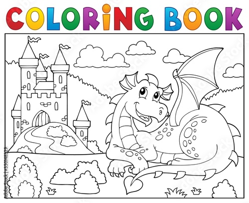 Coloring book lying dragon theme 2