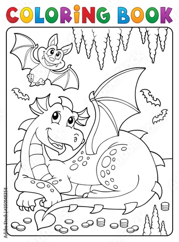 Coloring book lying dragon theme 3