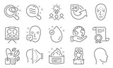 Set of Medical icons, such as Skin condition, Head. Diploma, ideas, save planet. Vision test, Face id, Vision board. Face accepted, Vitamin e, Mint bag. Vector