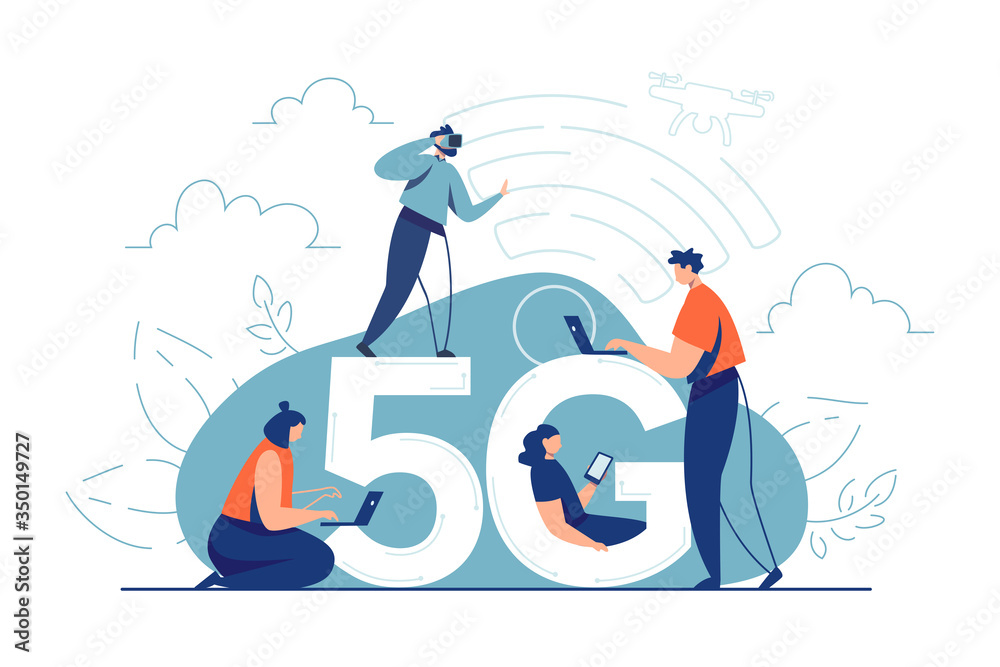 Fototapeta premium 5g internet consept. Cellular network broadband internet technology.