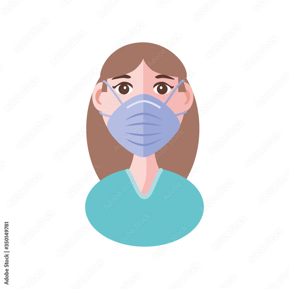 young woman with face mask, coronavirus prevention