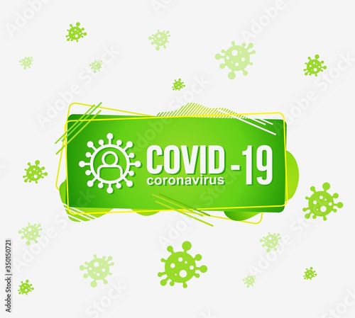 The name of the virus in green. Text of the pandemic logo for presentation and design on a white background
