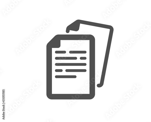 Documents icon. Doc file page sign. Office note symbol. Classic flat style. Quality design element. Simple documents icon. Vector