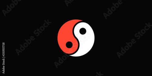 Yin and Yang vector icon symbol