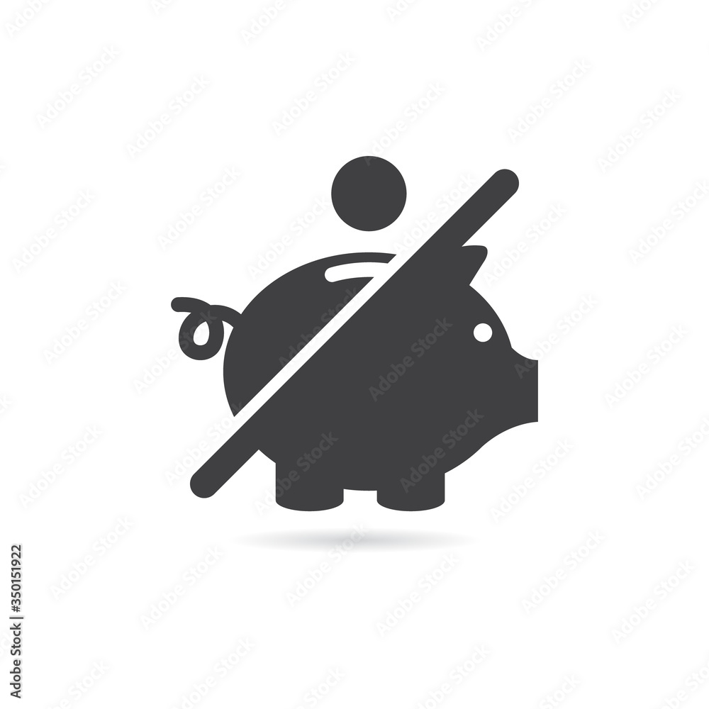 Vector Isolated No Piggy Bank or Savings Icon Vector Isolated No Piggy Bank or Savings Icon