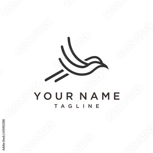 bird  leaf logo vector icon line art outline template