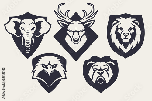 Mascot Animals Emblems Vector Set