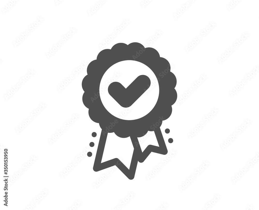 Approved award icon. Accepted certificate sign. Confirmed medal symbol. Classic flat style. Quality design element. Simple approved award icon. Vector Approved award icon. Accepted certificate sign. Confirmed medal symbol. Classic flat style. Quality design element. Simple approved award icon. Vector